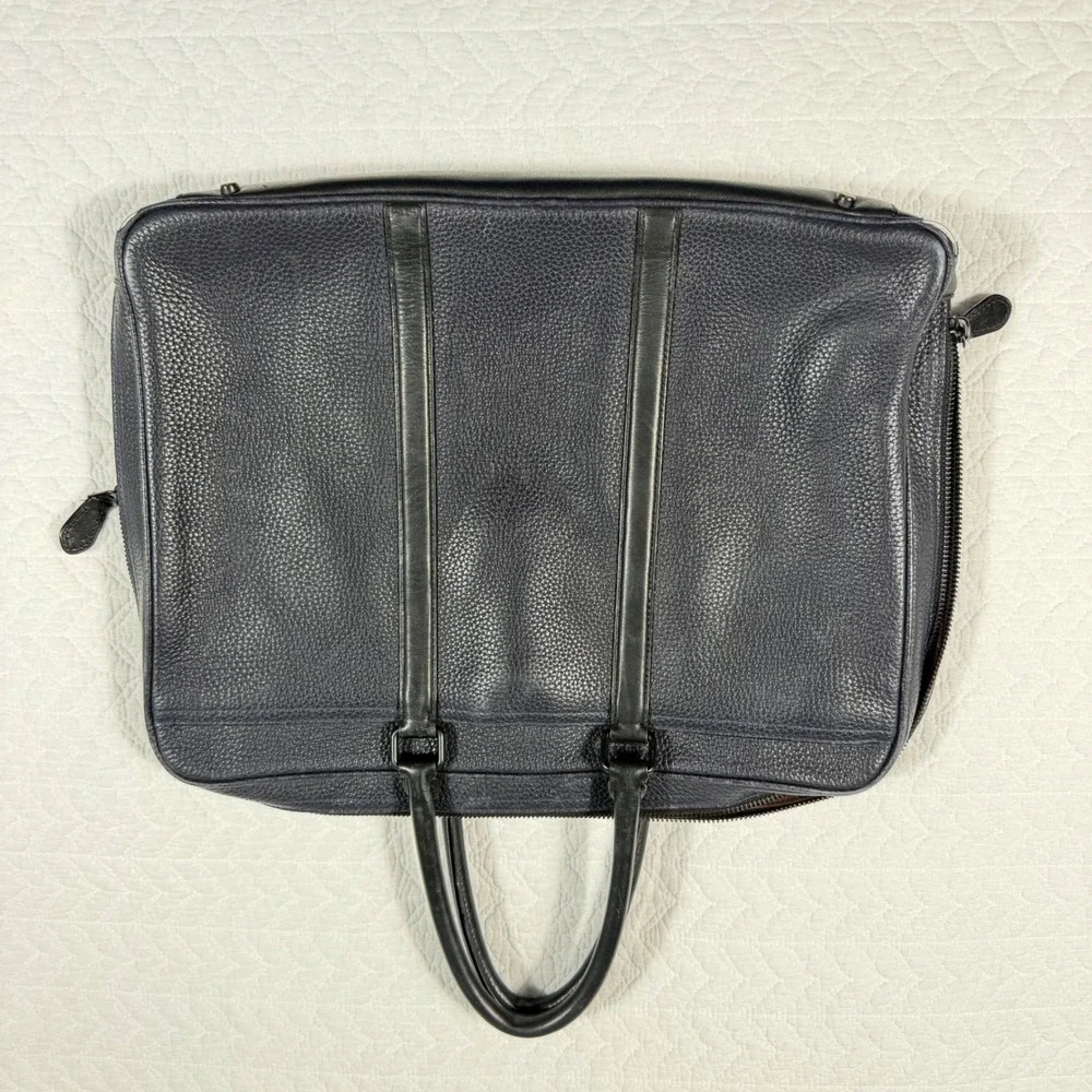 Coach Metropolitan Slim Briefcase - Navy Pebbled Leather Work Office Travel‎